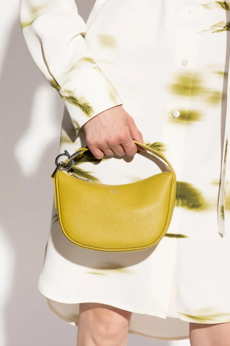 FERRAGAMO ZIELONY Skórzana torba do ręki