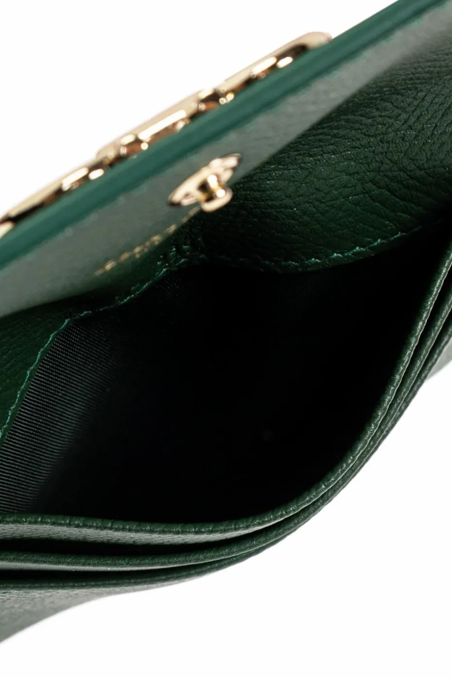 FERRAGAMO ZIELONY Skórzane etui na karty