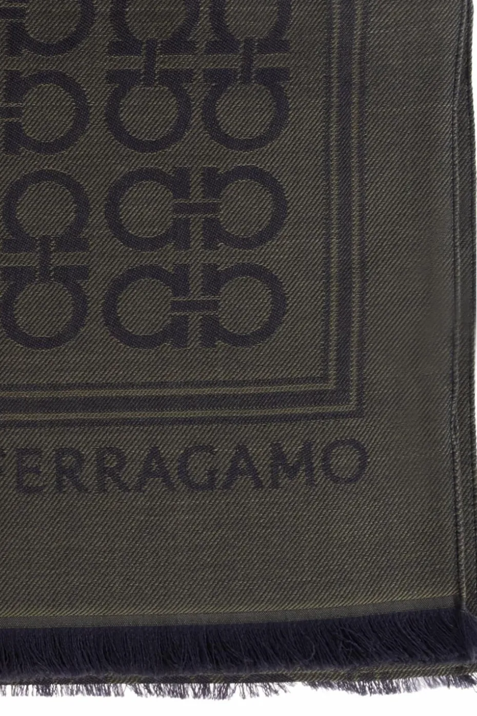 FERRAGAMO ZIELONY Szal z monogramem