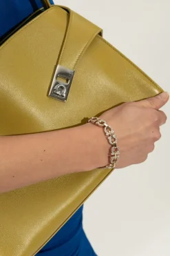 FERRAGAMO ZŁOTY Bransoleta z połyskującymi kryształami