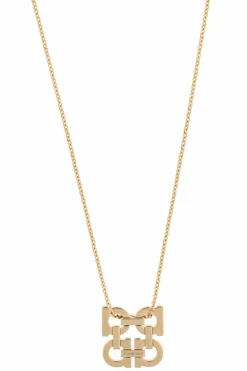 FERRAGAMO ZŁOTY Naszyjnik z zawieszką w kształcie logo