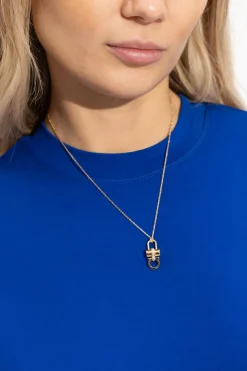 FERRAGAMO ZŁOTY Naszyjnik z zawieszką w kształcie logo