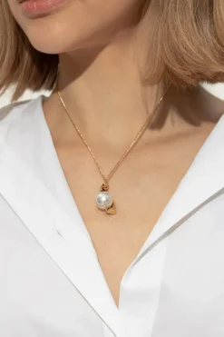 FERRAGAMO ZŁOTY Naszyjnik z zawieszką w kształcie logo
