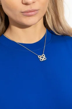 FERRAGAMO ZŁOTY Naszyjnik z zawieszką w kształcie logo