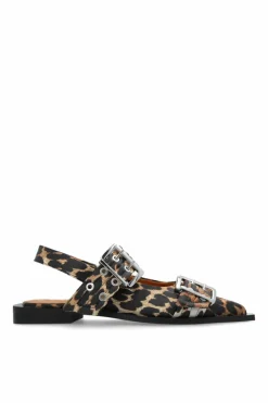 Ganni beżowy Buty z motywem zwierzęcym