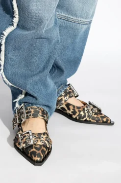 Ganni beżowy Buty z motywem zwierzęcym
