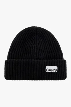 Ganni CZARNY Czapka z logo