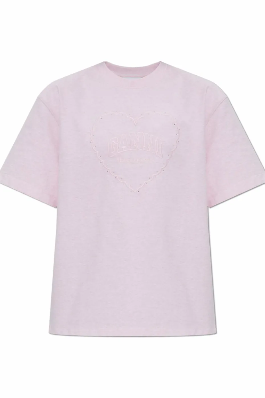 Ganni RÓŻOWY T-shirt z logo