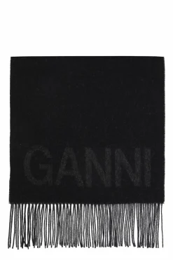 Ganni SZARY Szal z logo