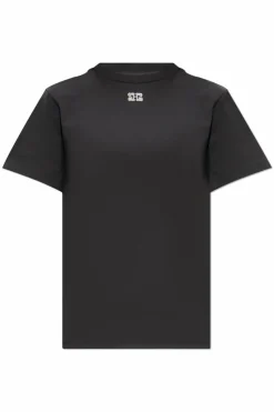 Ganni SZARY T-shirt z aplikacją