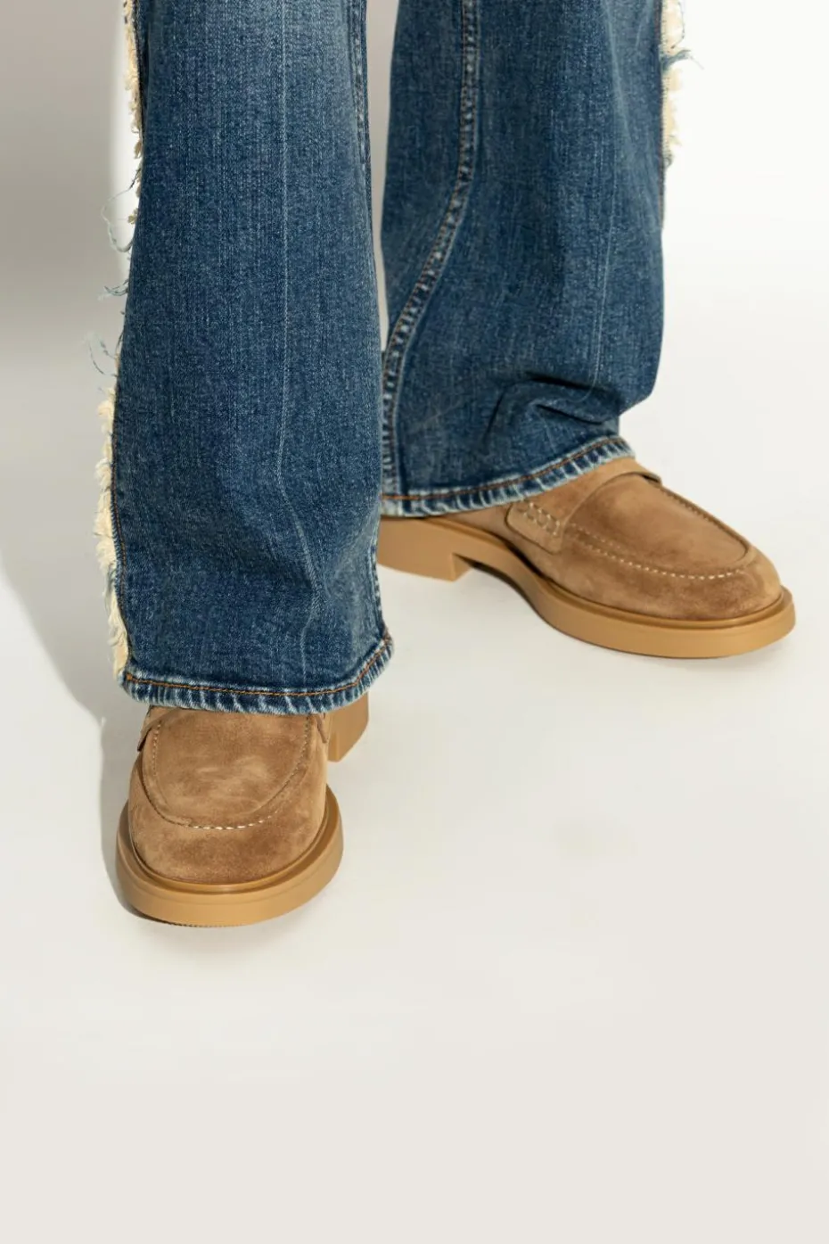 Gianvito Rossi BRĄZOWY Buty `Harris` typu `loafers`