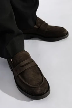 Gianvito Rossi BRĄZOWY Zamszowe ‘Harris’ typu ‘loafers’