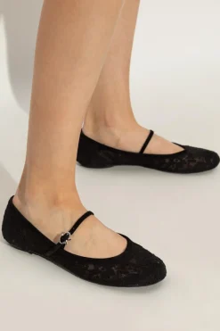 Gianvito Rossi CZARNY Koronkowe baleriny `Claudia`