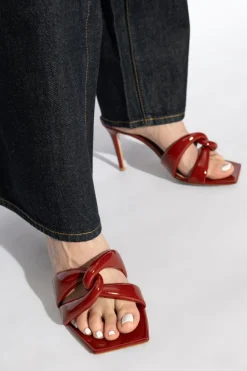 Gianvito Rossi CZERWONY Klapki na obcasie `Amour`