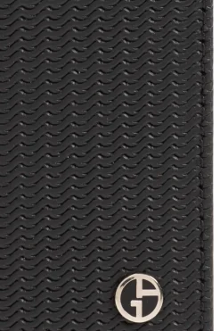Giorgio Armani CZARNY Etui na karty z klipsem na banknoty