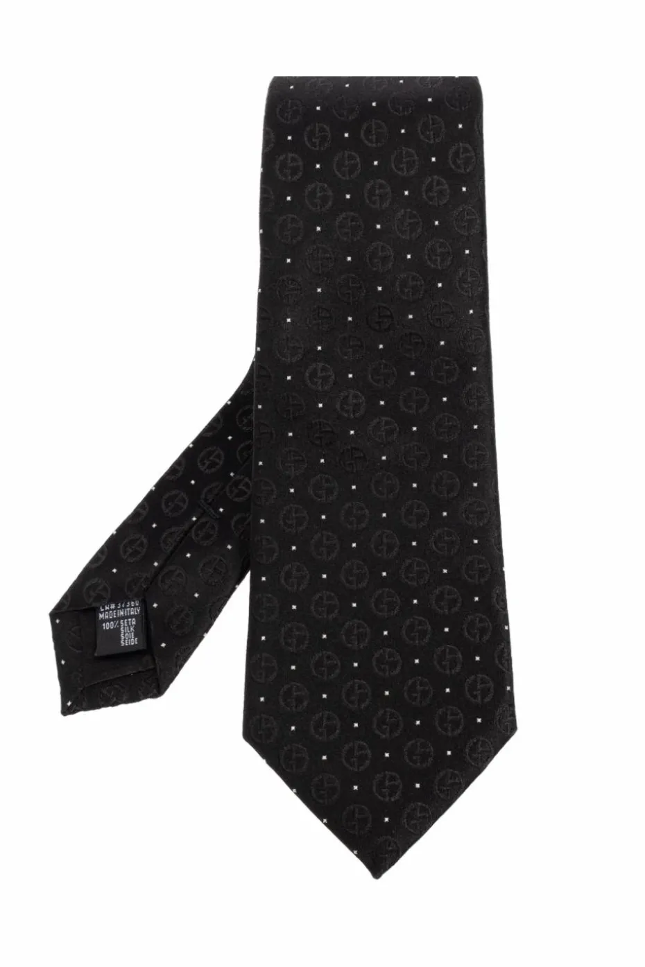 Giorgio Armani CZARNY Jedwabny krawat z monogramem