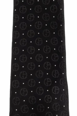 Giorgio Armani CZARNY Jedwabny krawat z monogramem