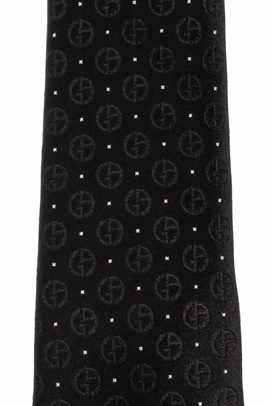 Giorgio Armani CZARNY Jedwabny krawat z monogramem