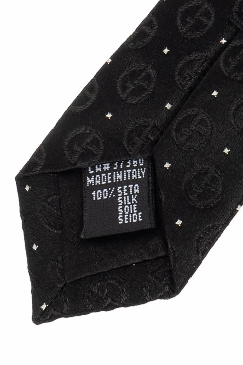 Giorgio Armani CZARNY Jedwabny krawat z monogramem