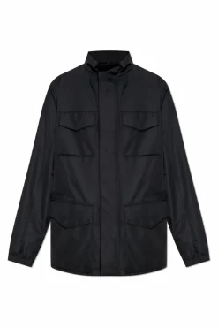 Giorgio Armani CZARNY Lekka wodoodporna kurtka