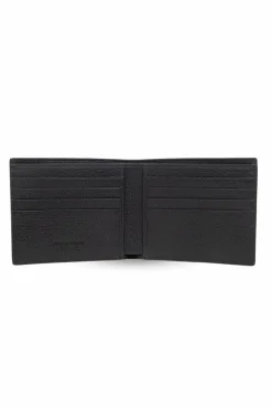 Giorgio Armani CZARNY Skórzany portfel