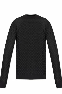 Giorgio Armani CZARNY Sweter z okrągłym dekoltem
