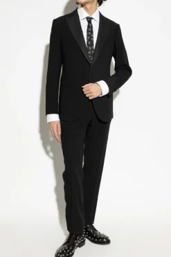 Giorgio Armani CZARNY Wełniany garnitur