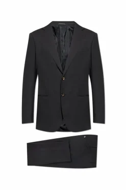 Giorgio Armani CZARNY Wełniany garnitur