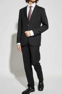 Giorgio Armani CZARNY Wełniany garnitur