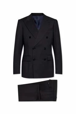 Giorgio Armani CZARNY Wełniany garnitur