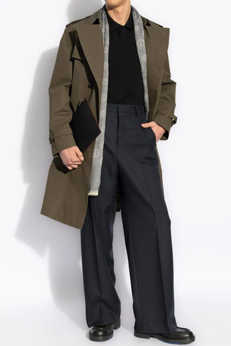 Giorgio Armani CZARNY Wełniane polo
