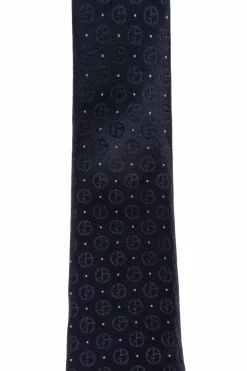 Giorgio Armani GRANATOWY Jedwabny krawat z monogramem