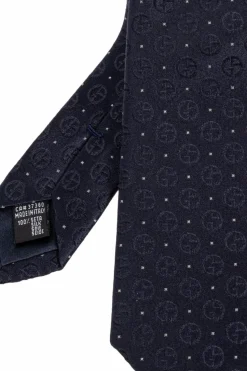 Giorgio Armani GRANATOWY Jedwabny krawat z monogramem