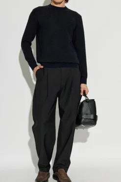 Giorgio Armani GRANATOWY Sweter z wzorem