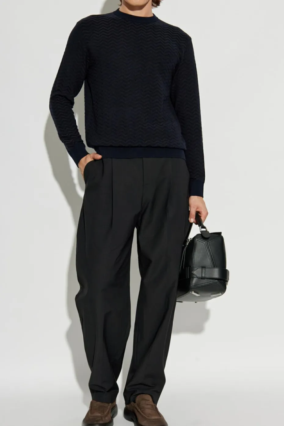 Giorgio Armani GRANATOWY Sweter z wzorem