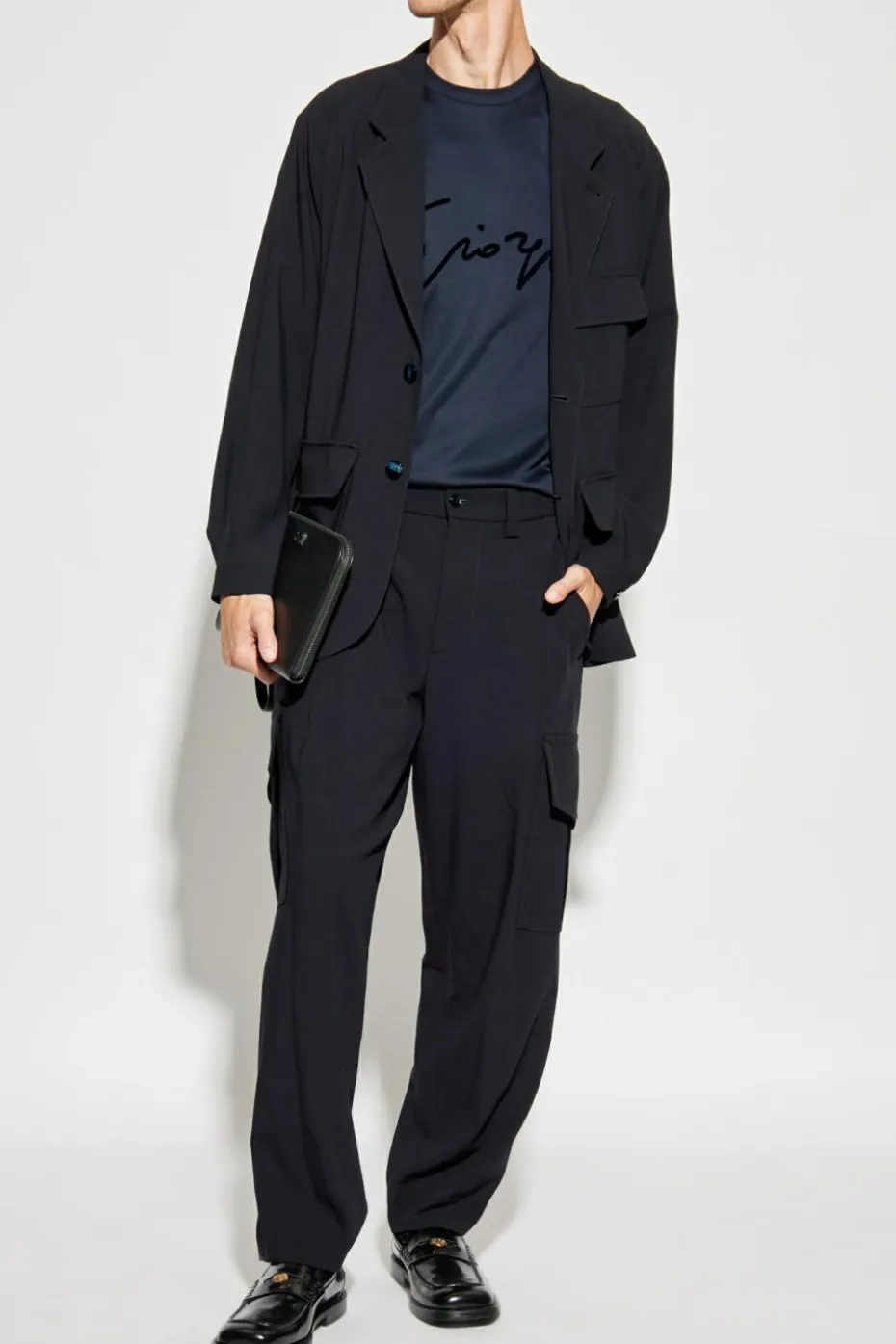 Giorgio Armani GRANATOWY Spodnie typu `cargo`