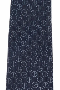 Giorgio Armani GRANATOWY Jedwabny krawat z monogramem