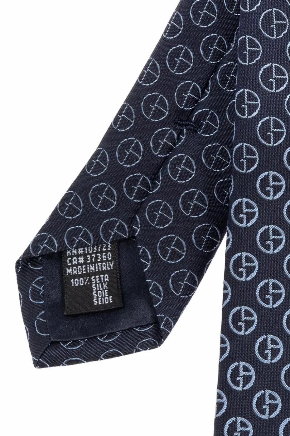 Giorgio Armani GRANATOWY Jedwabny krawat z monogramem