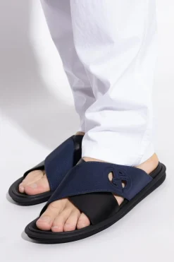 Giorgio Armani GRANATOWY Klapki z logo