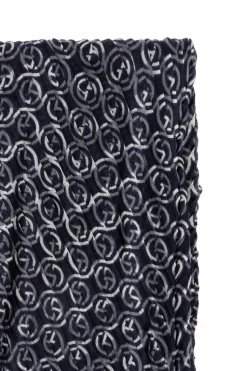 Giorgio Armani GRANATOWY Plisowany szal z monogramem