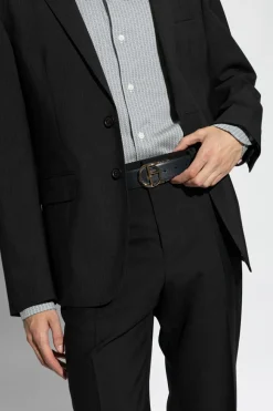Giorgio Armani GRANATOWY Dwustronny pasek
