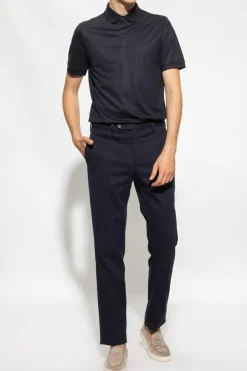 Giorgio Armani GRANATOWY Wełniane polo