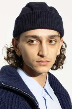 Giorgio Armani GRANATOWY Wełniana czapka