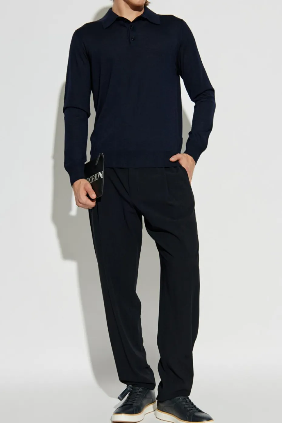Giorgio Armani GRANATOWY Wełniany sweter