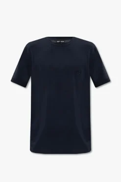 Giorgio Armani GRANATOWY T-shirt z logo