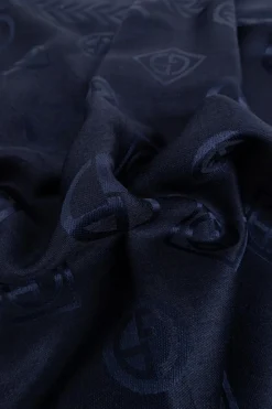 Giorgio Armani GRANATOWY Szal z monogramem
