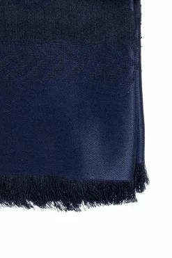 Giorgio Armani GRANATOWY Szal z monogramem