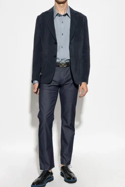 Giorgio Armani GRANATOWY Marynarka z otwartymi klapami