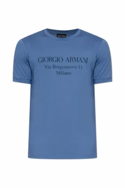 Giorgio Armani NIEBIESKI T-shirt z logo
