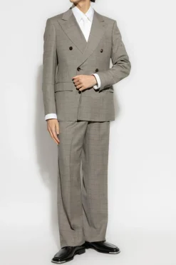 Giorgio Armani SZARY Garnitur ze wzorem w kratę